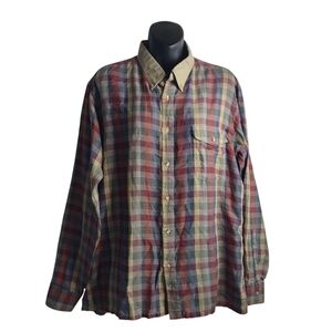Jone Henry Men's Multicolor Plaid Longsleeve Button Down Shirt Size Large